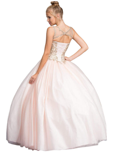 Embellished Illusion Bateau Evening Ballgown Quinceanera Dresses