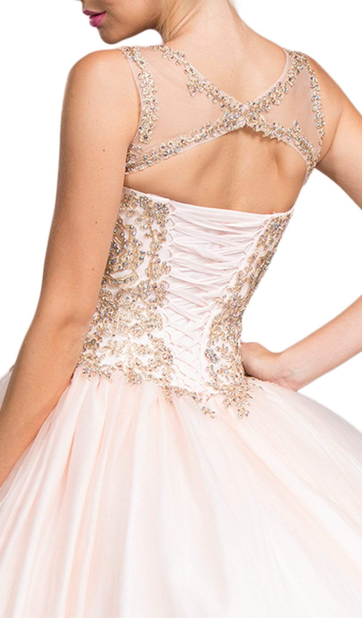 Embellished Illusion Bateau Evening Ballgown Quinceanera Dresses