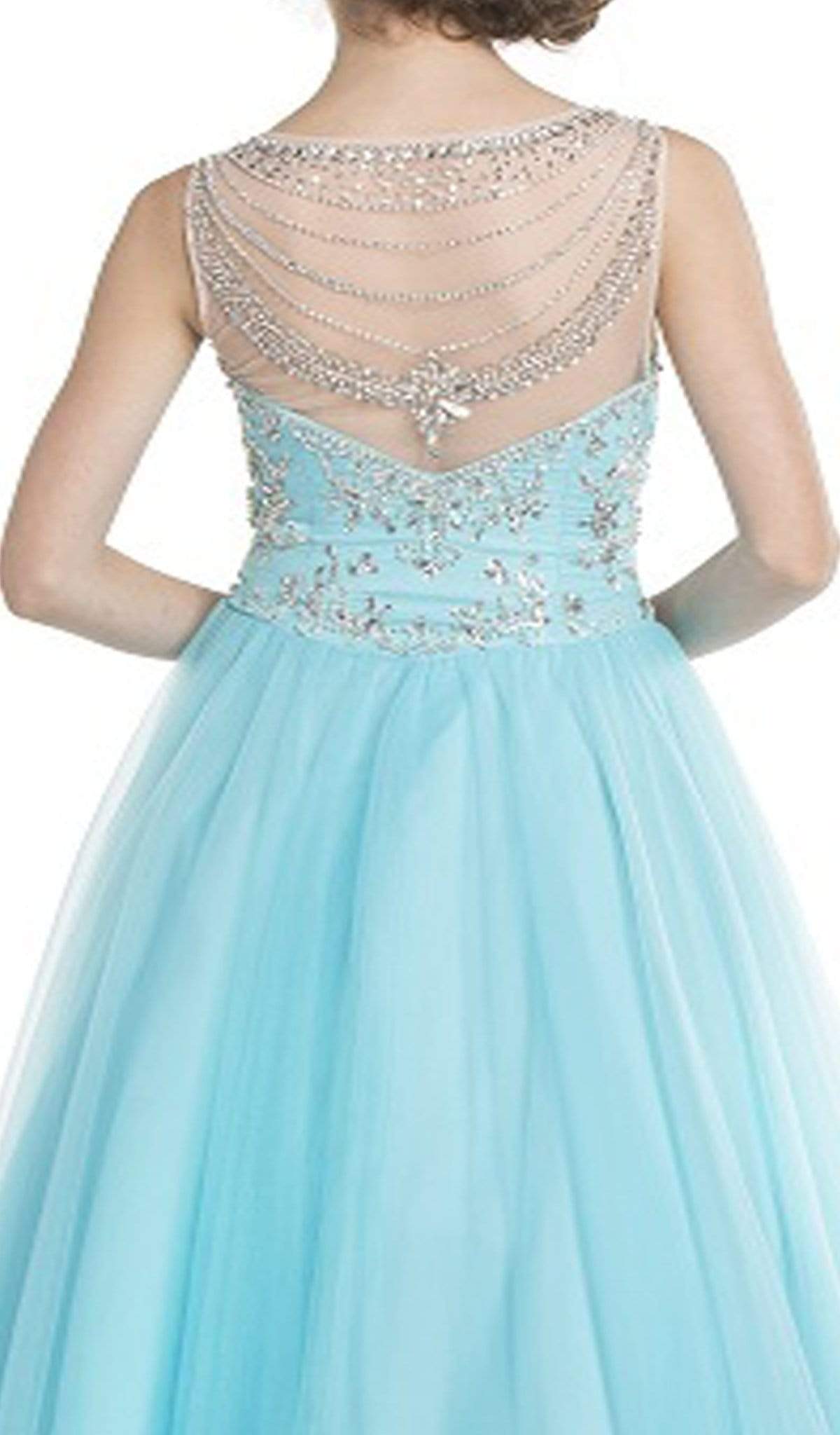 Embellished Illusion Bateau Evening Gown Ball Gowns