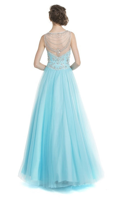 Embellished Illusion Bateau Evening Gown Dress