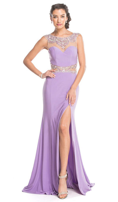 Embellished Illusion Bateau Fitted Prom Dress Dress XXS / Lilac