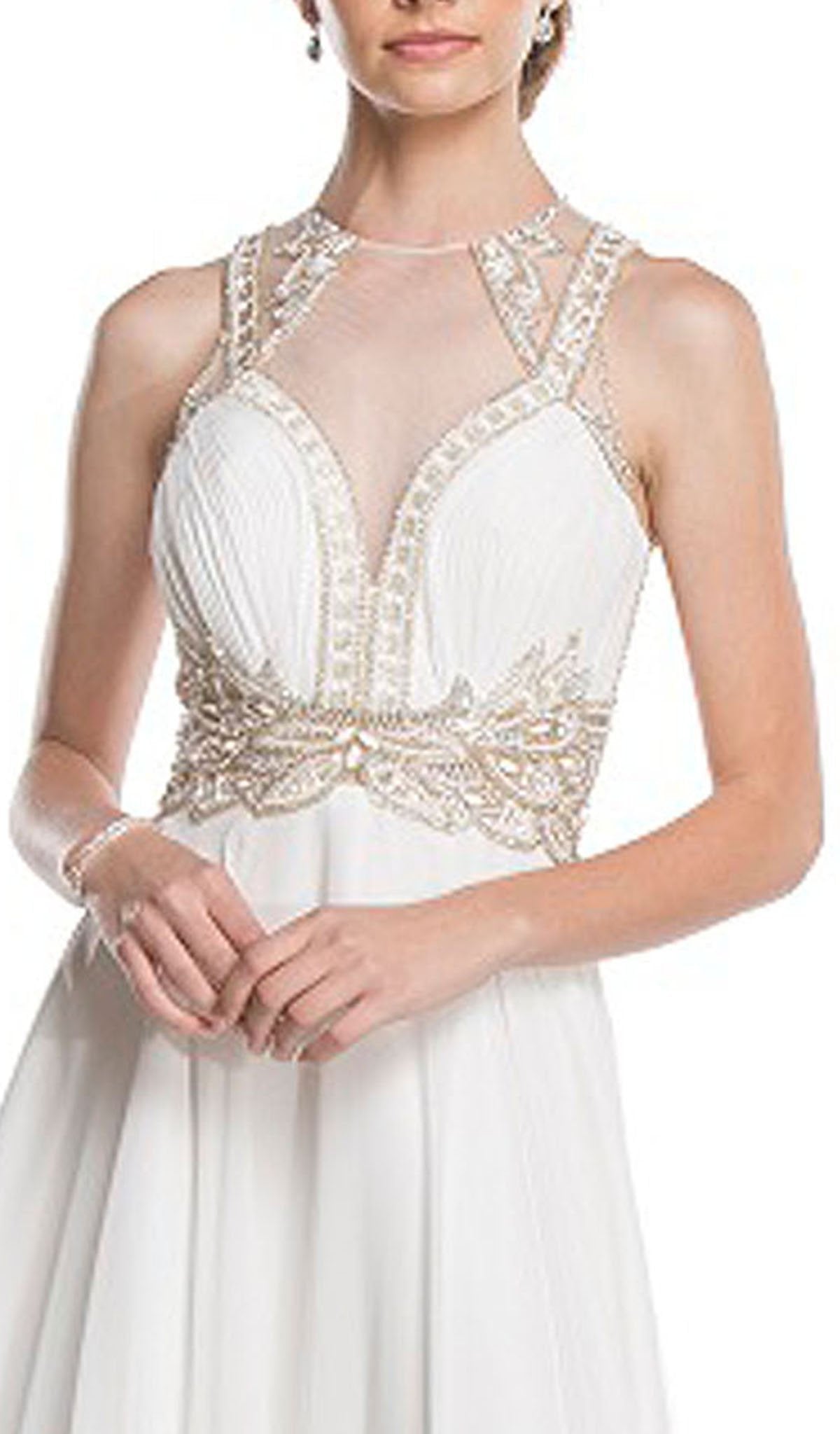 Embellished Illusion Jewel A-line Prom Dress Dress