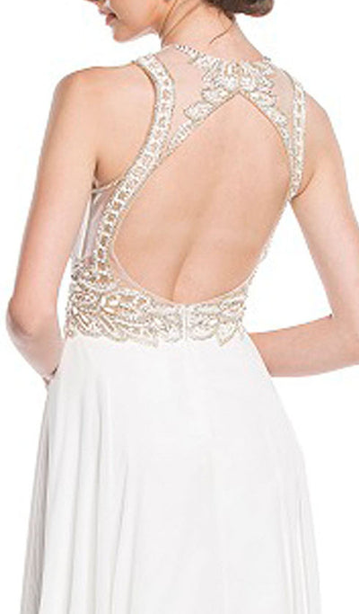 Embellished Illusion Jewel A-line Prom Dress Dress