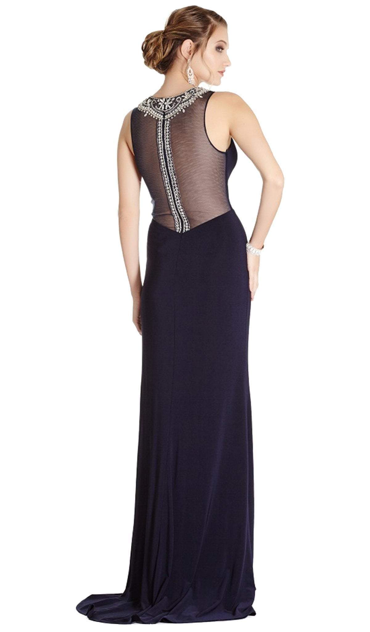 Embellished Illusion Jewel Sheath Prom Dress Dress
