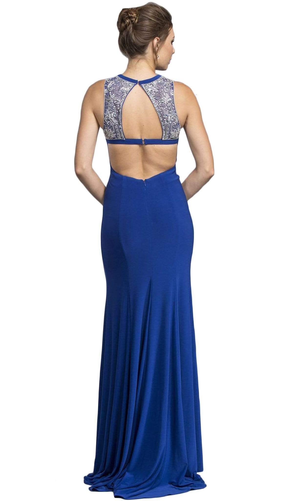 Embellished Jewel Cutout Sheath Prom Dress Dress