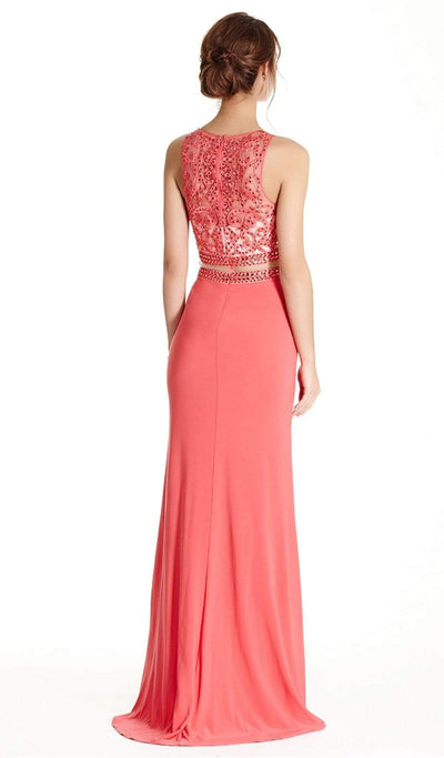 Embellished Mock Two Piece Fitted Prom Dress Prom Dresses