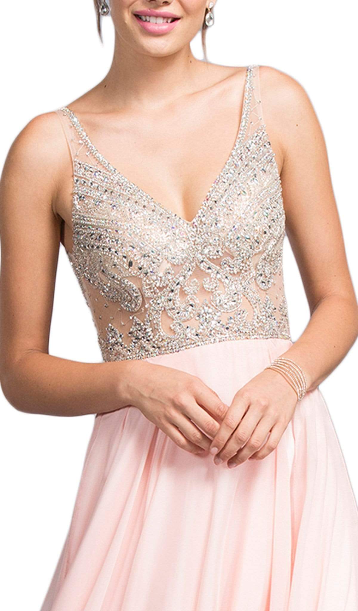 Embellished Plunging V-neck A-line Prom Dress Prom Dresses