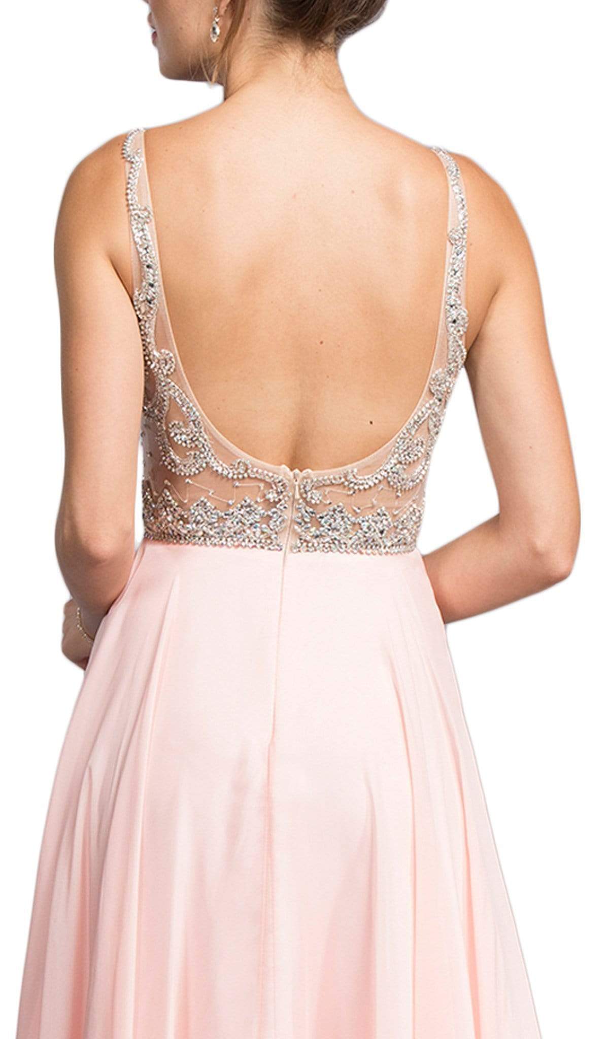 Embellished Plunging V-neck A-line Prom Dress Prom Dresses