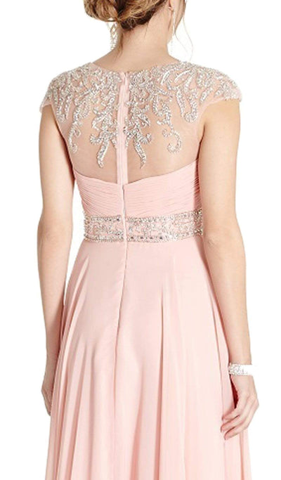 Embellished Ruched Illusion Jewel Prom Dress Dress