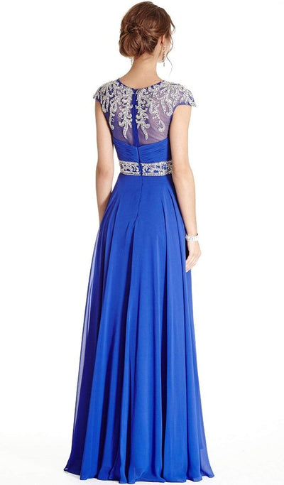 Embellished Ruched Illusion Jewel Prom Dress Dress