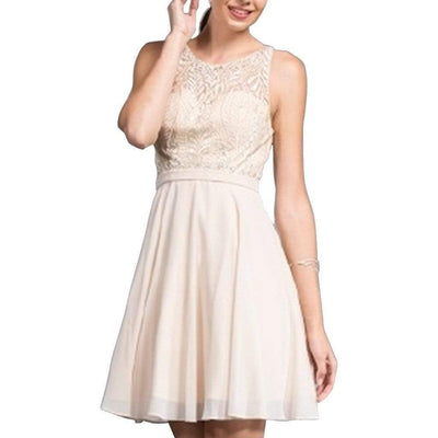 Embellished Sheer Bateau A-line Homecoming Dress Dress