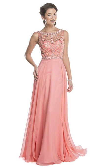 Embellished Sleeveless A-Line Evening Dress Dress XXS / Coral