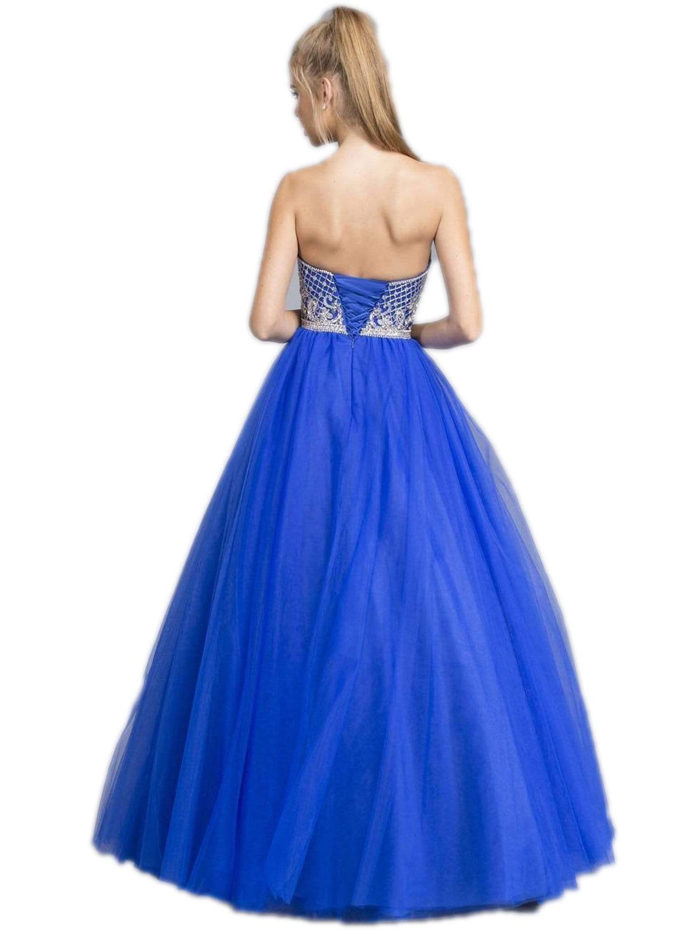 Embellished Straight Neck Prom Ballgown Dress