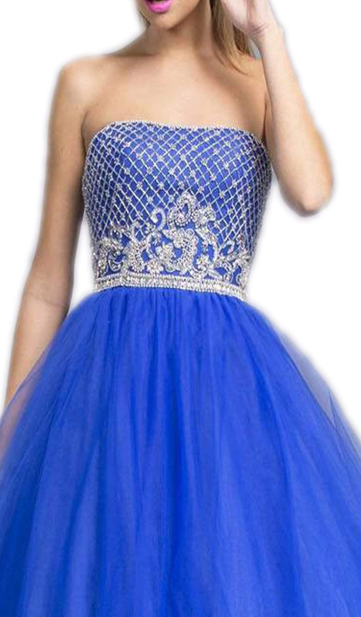 Embellished Straight Neck Prom Ballgown Dress