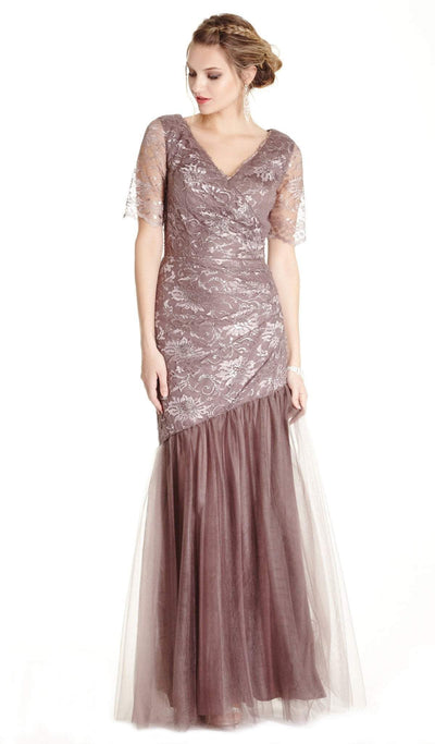 Embellished V-neck Trumpet Evening Dress Mother of the Bride Dresses XXS / Mocha
