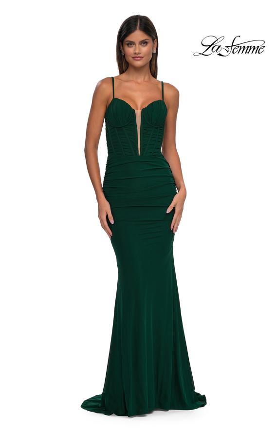 La Femme 32642 - Fitted Net Jersey Prom Gown