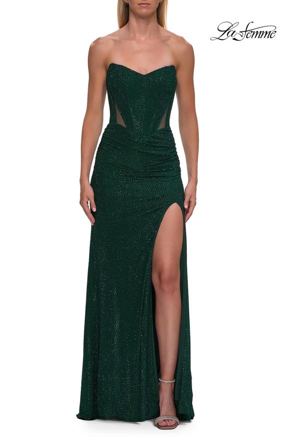 La Femme 33327 - Lace-Up Back Beaded Sheath Gown Prom Dresses