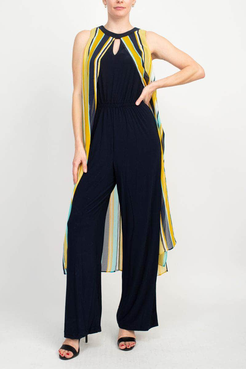 Emma & Michele 100064 - Striped Blouson Bodice Jumpsuit