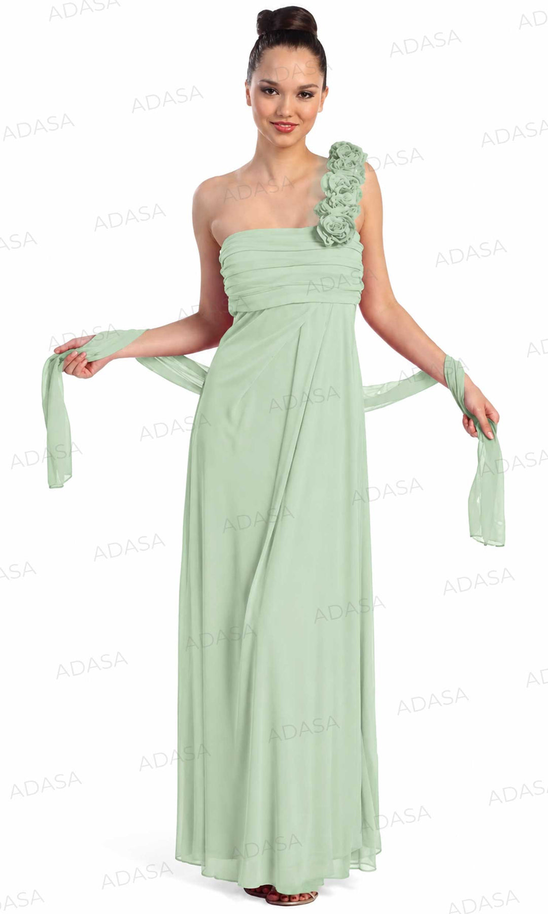 Eureka Fashion - 1701SC Rosette One Shoulder Column Gown