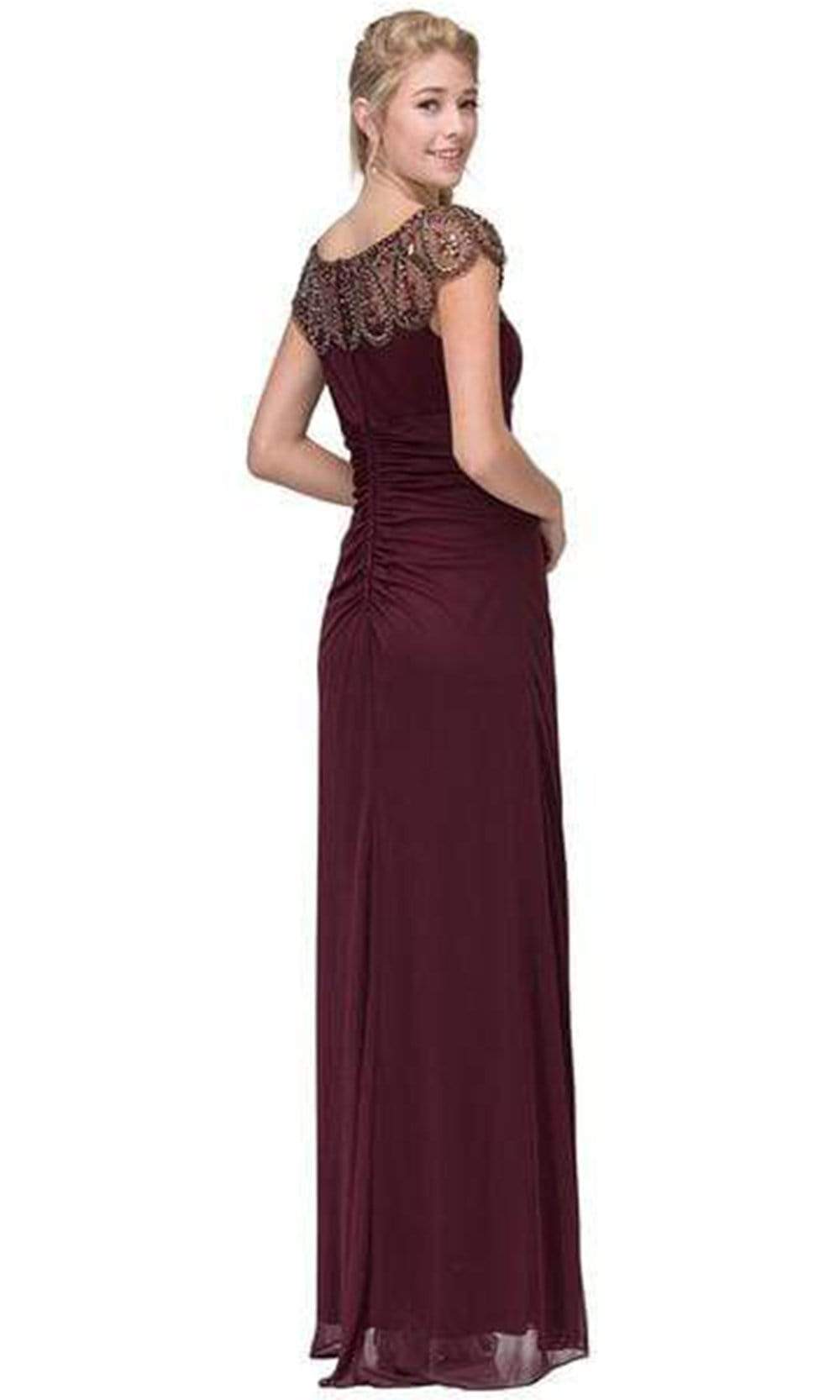 Eureka Fashion - Beaded Illusion Bateau Sheath Dress R216SC - 1 pc Red In Size XS and S Available CCSALE