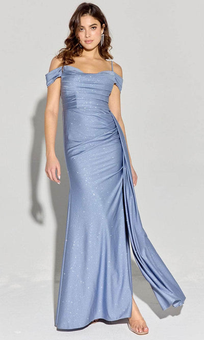 Eureka Fashion EK107 - Off-Shoulder Glitter Jersey Gown Prom Dresses