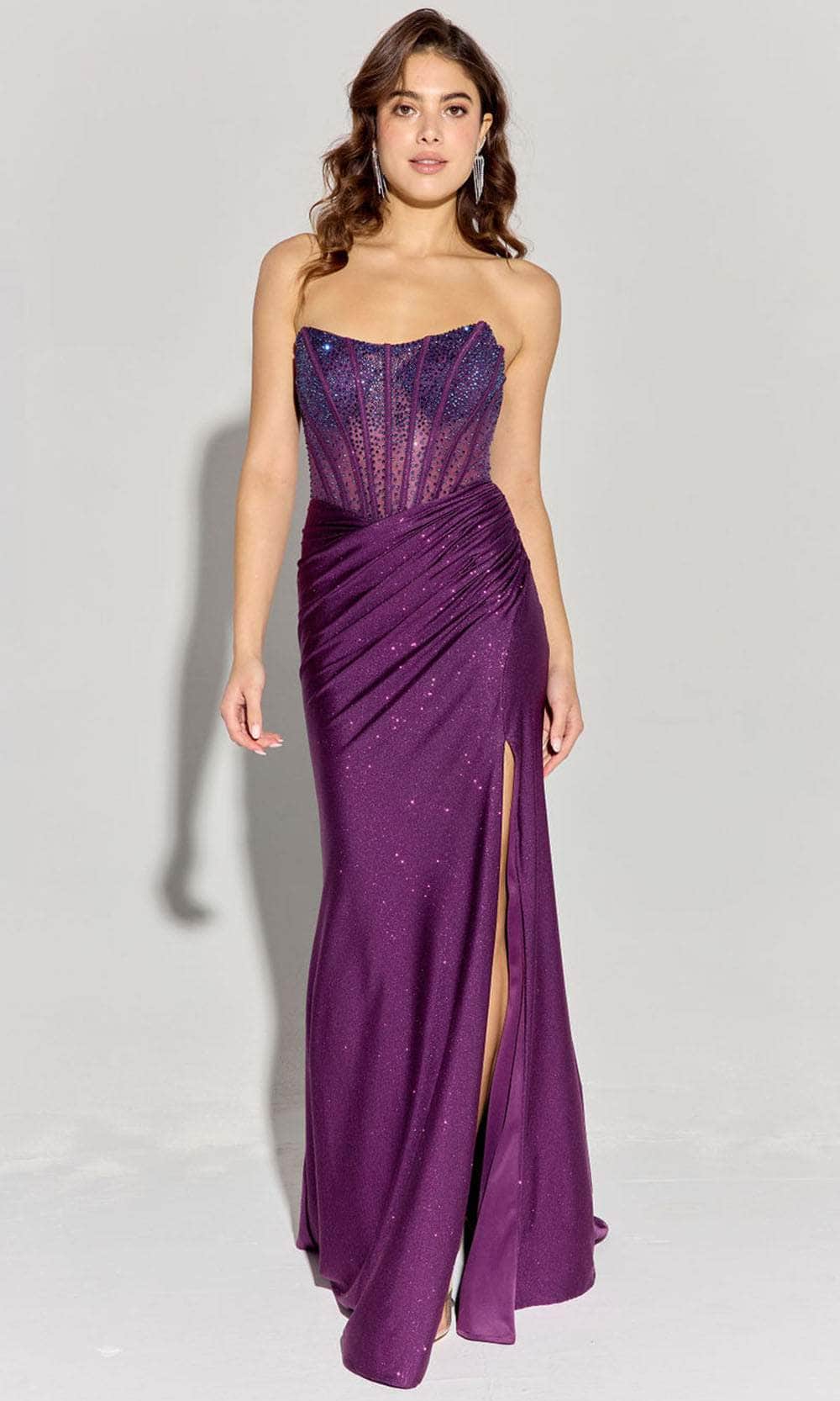 Eureka Fashion EK169 - Scoop Neck Sheer Corset Gown Prom Dresses