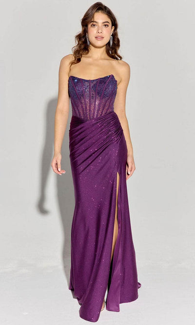 Eureka Fashion EK169 - Scoop Neck Sheer Corset Gown Prom Dresses