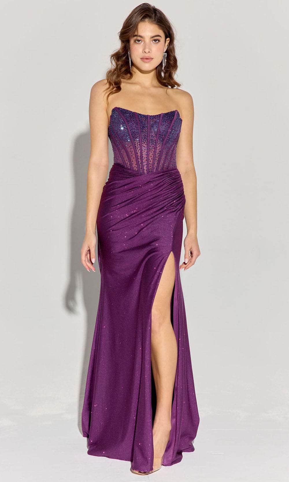 Eureka Fashion EK169 - Scoop Neck Sheer Corset Gown Prom Dresses