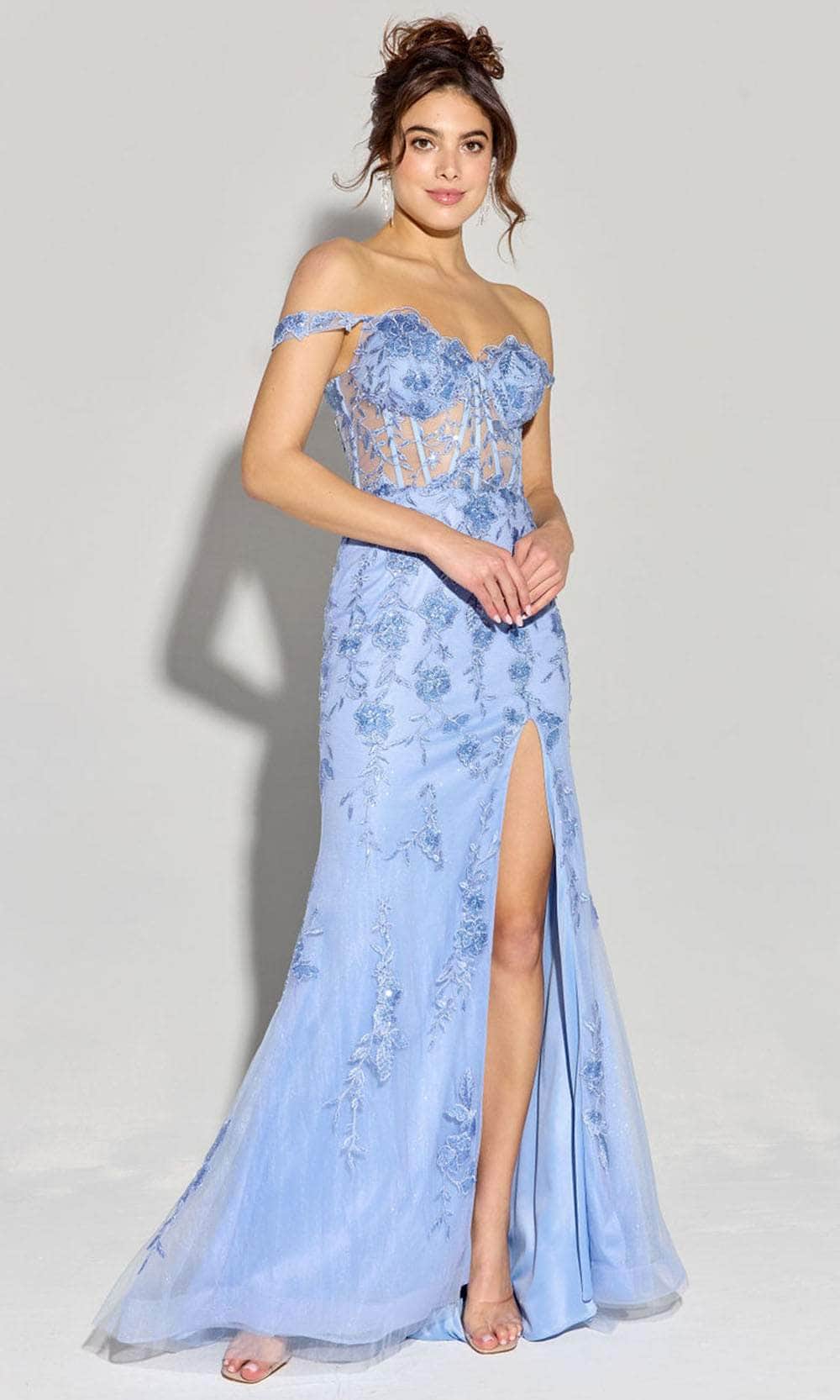 Eureka Fashion EK181 - Floral Embroidered Sheath Gown Prom Dresses