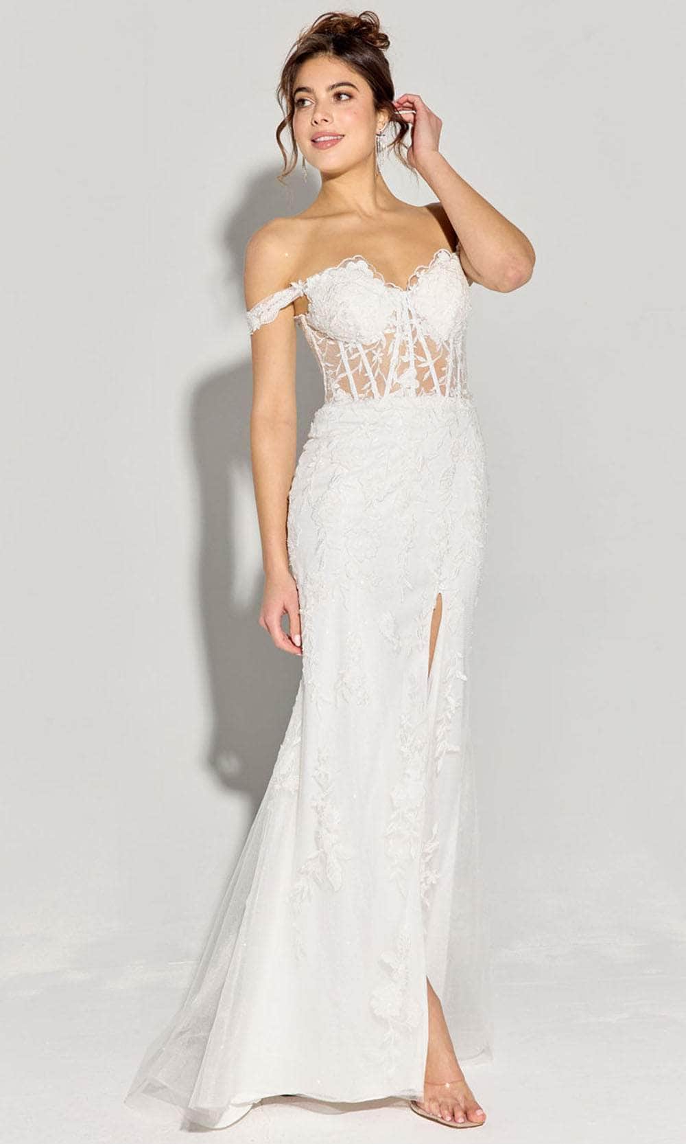 Eureka Fashion EK181 - Floral Embroidered Sheath Gown Prom Dresses