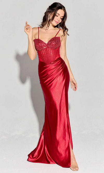 Eureka Fashion EK183 - Chic Strapless Sheath Gown with Beading Prom Dresses