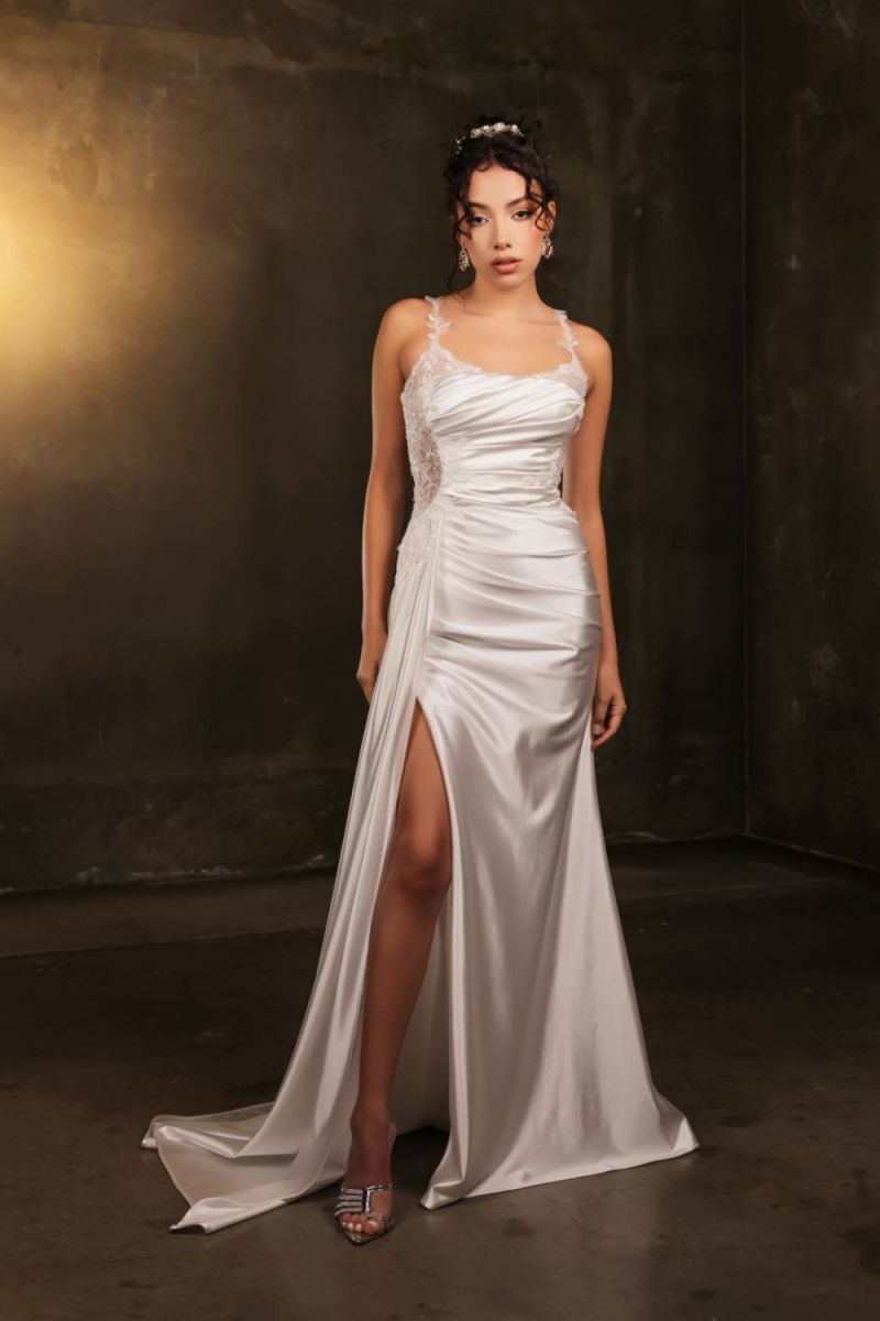 May Queen MQ2145 - Scoop Neck Embellished Sheath Gown