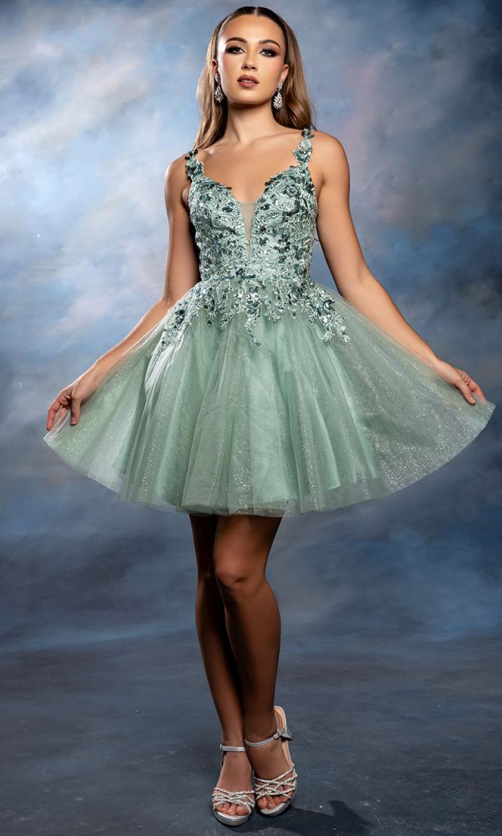 May Queen MQ2246 - Embroidered V Neck Cocktail Dress Spercial Occasion Dresses In Green 
