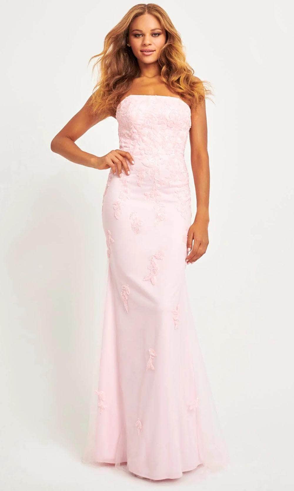 Faviana 11004 - Strapless Applique Prom Gown Prom Dresses 00 / Light Pink