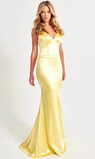 Faviana 11052 - Cross Low Back Prom Gown Prom Dresses 00 / Lemon Yellow