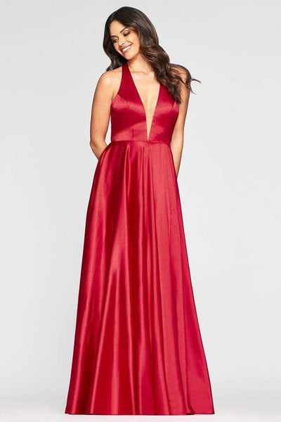 Faviana - S10403 Deep V-neck A-line Gown