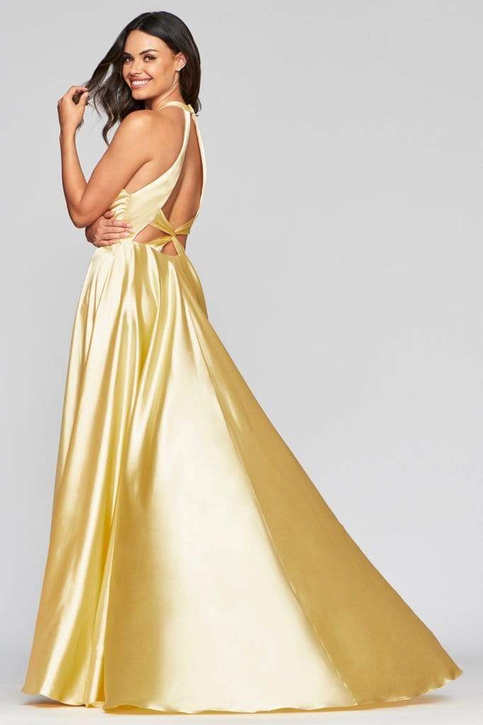 Faviana - S10403 Deep V-neck Charmeuse A-line Gown Prom Dresses