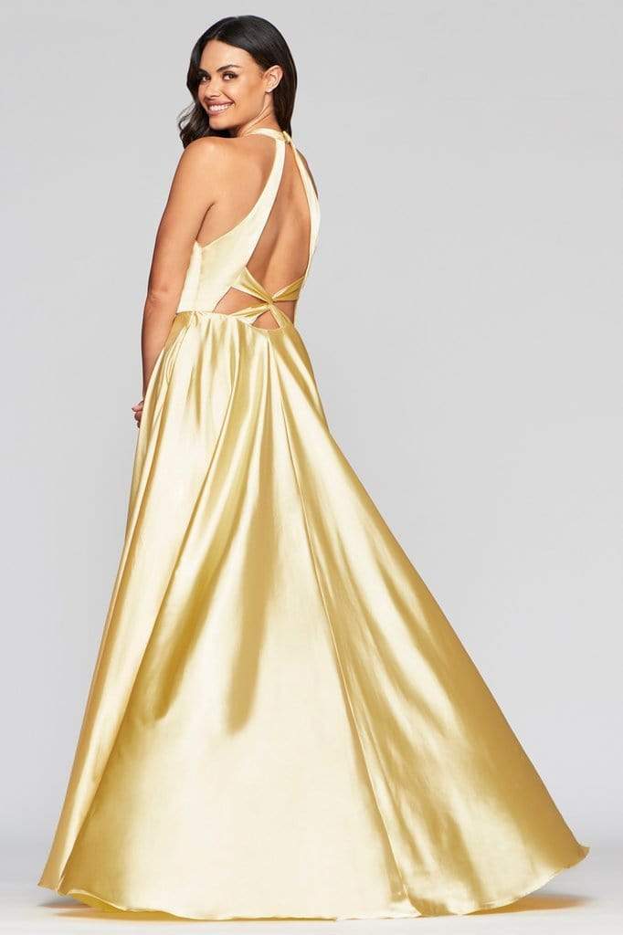 Faviana - S10403 Deep V-neck Charmeuse A-line Gown Prom Dresses
