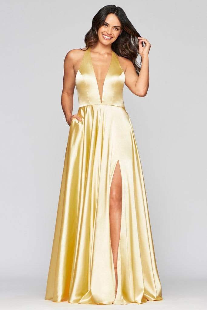 Faviana - S10403 Deep V-neck A-line Gown