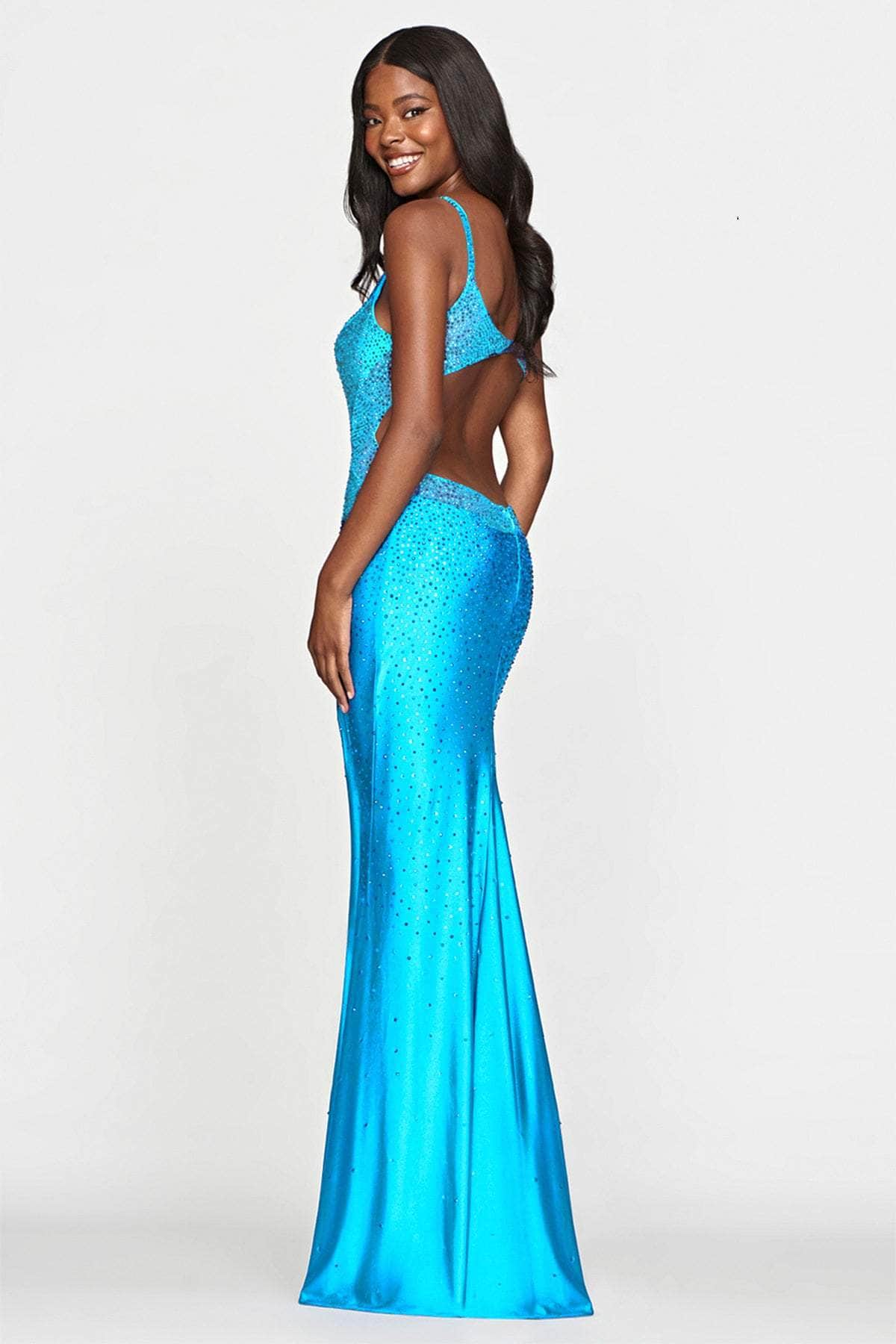 Faviana S10500 - Long Stretch Charmeuse Sheath Dress - Fitted, Sleeveless, Rhinestone Bead Embellished, Princess Seams, Full Length, Back Keyhole, Back Zipper ADASA Faviana S10500 - Long Stretch Charmeuse Sheath Dress - Fitted, Sleeveless, Rhinestone Bead Embellished, Princess Seams, Full Length, Back Keyhole, Back Zipper ADASA