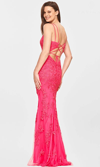 Faviana S10813 - Laced V-Neck Evening Dress Evening Dresses