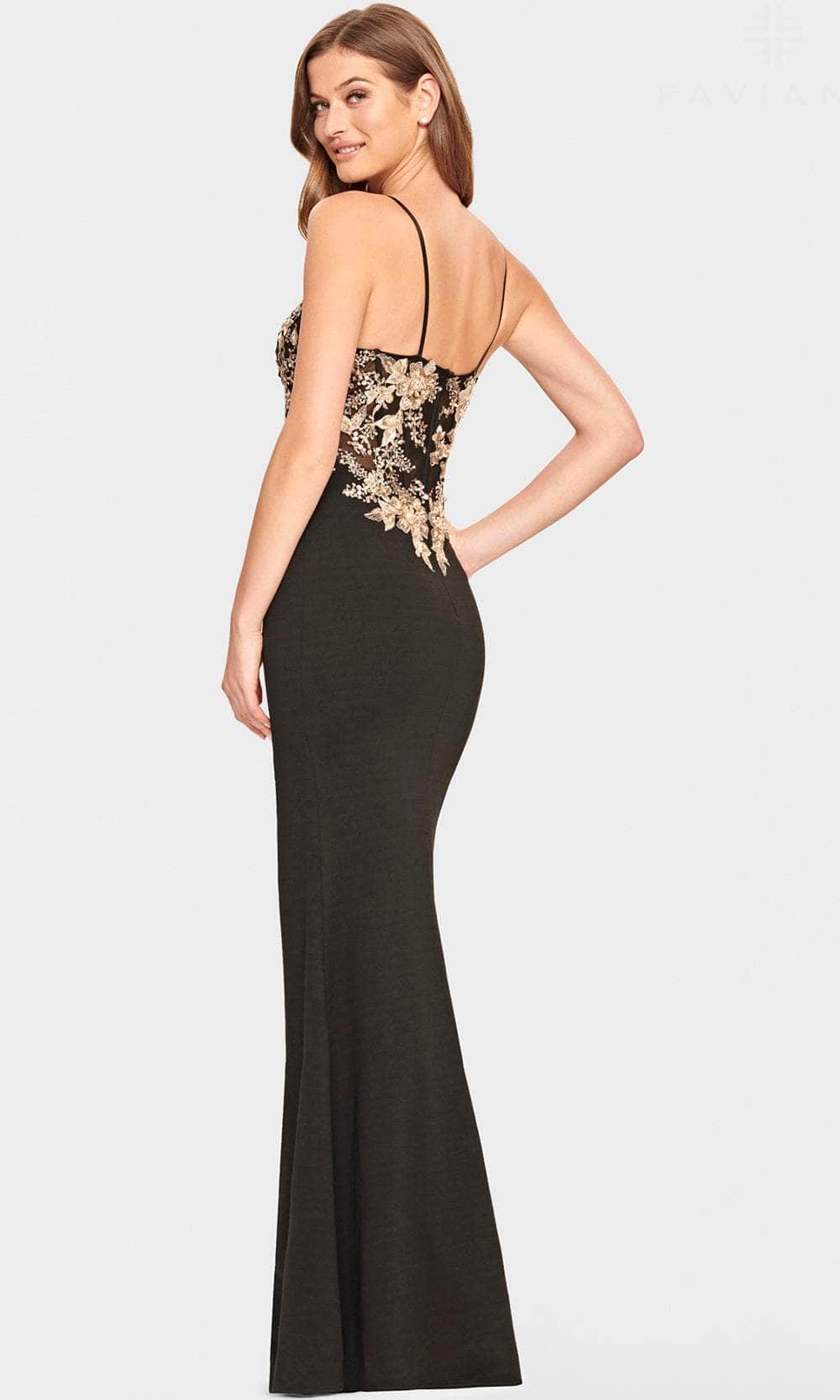 faviana black and gold dress Faviana E11459 Long Prom Dress Black/Ivory / 0