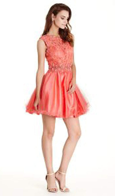 Floral Lace A-line Homecoming Dress Homecoming Dresses XXS / Coral