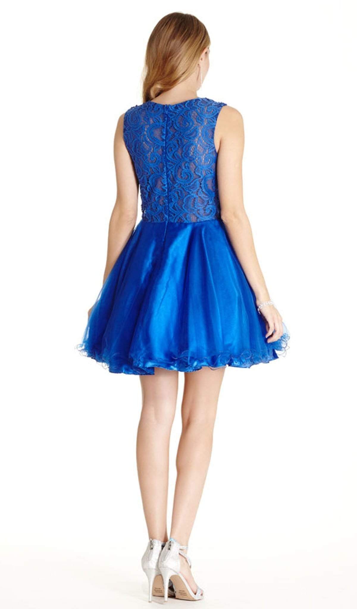 Floral Lace A-line Homecoming Dress Dress XXS / Navy