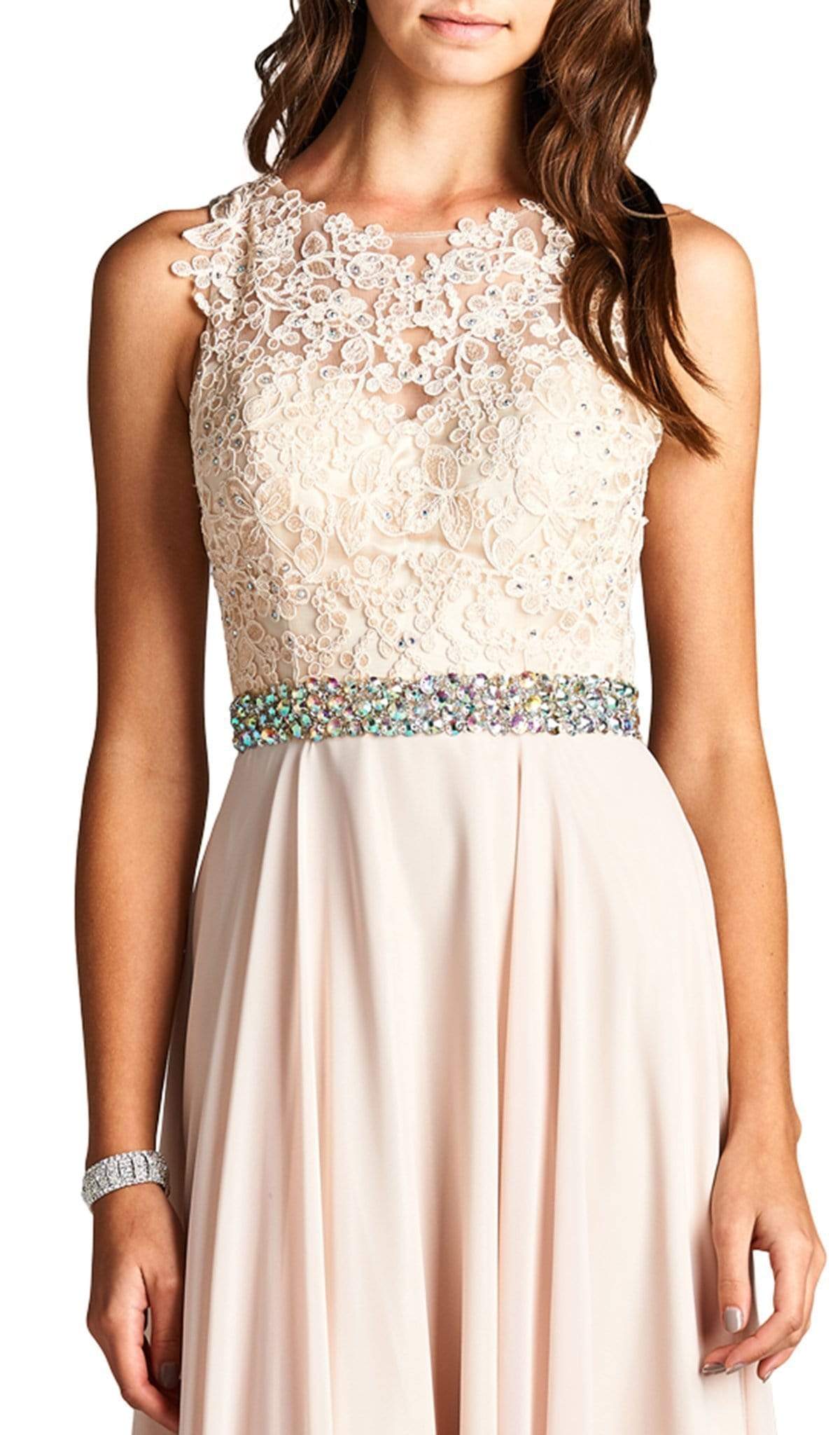 Floral Lace Jeweled Evening Dress Evening Dressses