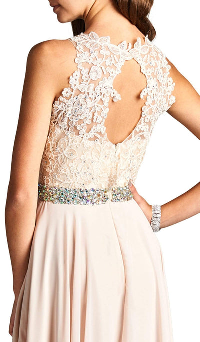 Floral Lace Jeweled Evening Dress Evening Dressses