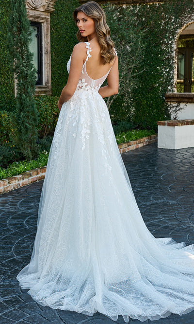 Rachel Allan RB3207 - Scoop Back Floral A-line Gown Wedding Dresses