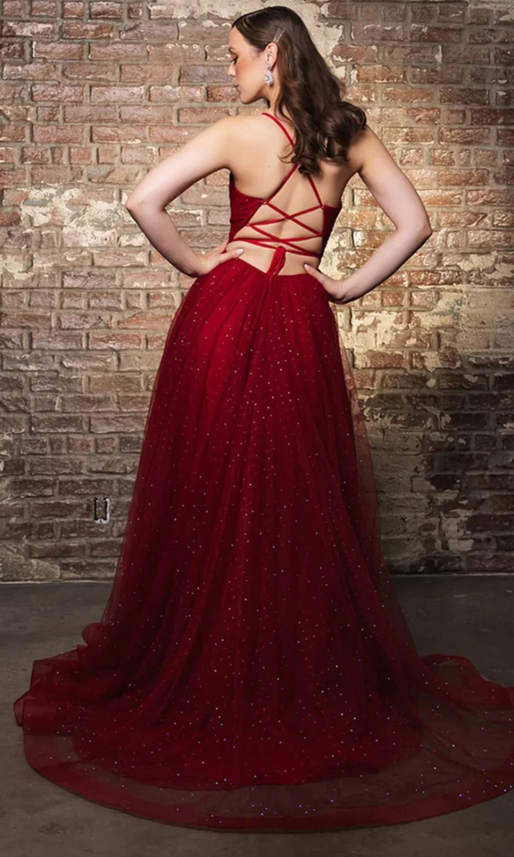 May Queen RQ8196 - Strappy Back V-Neckline Gown Prom Dresses