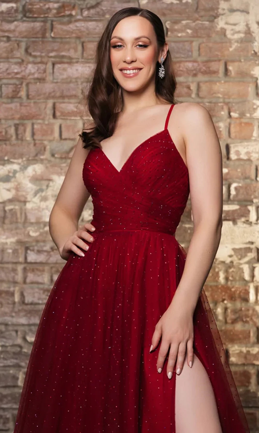 May Queen RQ8196 - Strappy Back V-Neckline Gown Prom Dresses