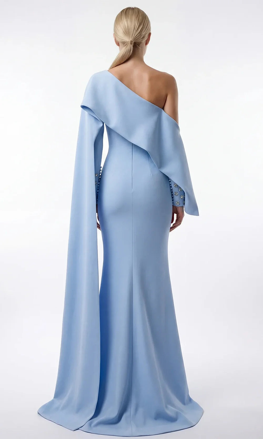 Gatti Nolli Couture OP-7911 - Embellished Long Sleeve Column Dress Mother of the Bride Dresses in Blue  
